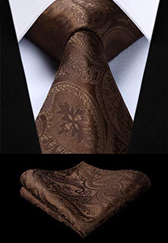 Cocoa Brown Paisley Necktie Set-HDN310