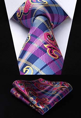 Pink Blue Silk Necktie Set HDN513