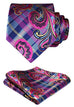 Pink Blue Silk Necktie Set HDN513