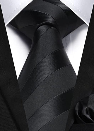 Black Necktie Set-HDN552 | Toramon Necktie Company | Men's Necktie