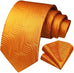 Mens Bright Orange Wedding Necktie Set-HDN563