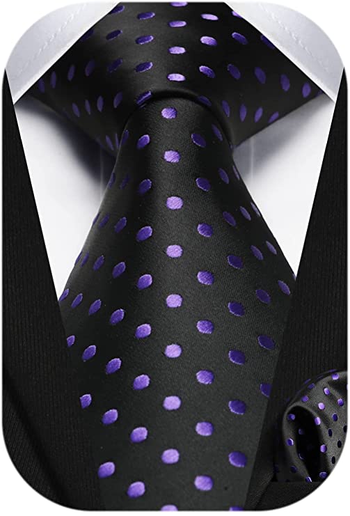 Black And Purple Polka Dot Necktie Set-Hdn564 | Toramon Necktie Company |  Men'S Necktie Sets & Wedding Ties