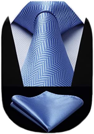 Sky Blue Striped Necktie Set-HDN568