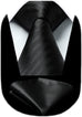 Black Tone on Tone Striped Necktie Set-HDN570