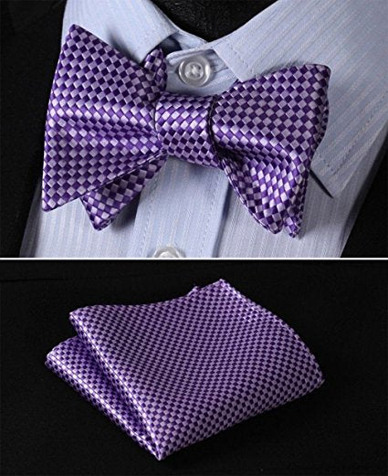 Purple Check Bow Tie Set HDN818