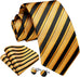 New Gold and Black Stripe Necktie Set-HDNE55