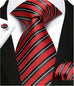 Black Red White Stripe Necktie Set-HDNE58