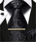 Black Floral Necktie Set-HDNE59