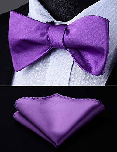 Violet Solid Wedding Bow Tie Set HDNX12