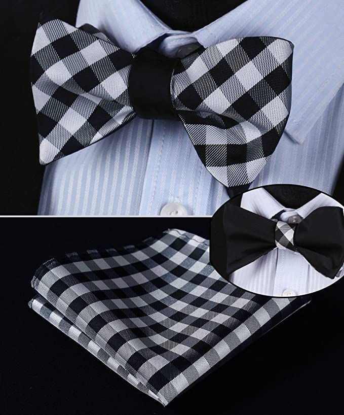 Black and White Bow Tie Set Double Sided-HDNX34
