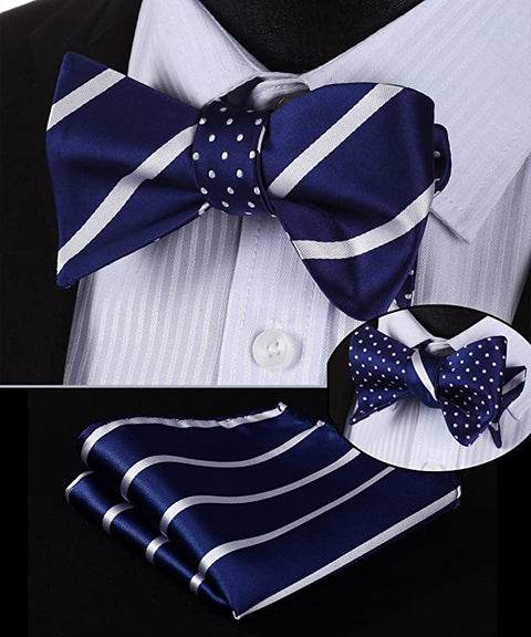 Blue and White Bow Tie Set Double Sided-HDNX35