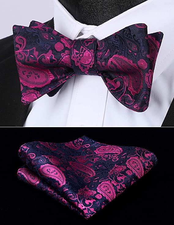 Fuchsia Pink and Blue Bowtie Set-HDNX39