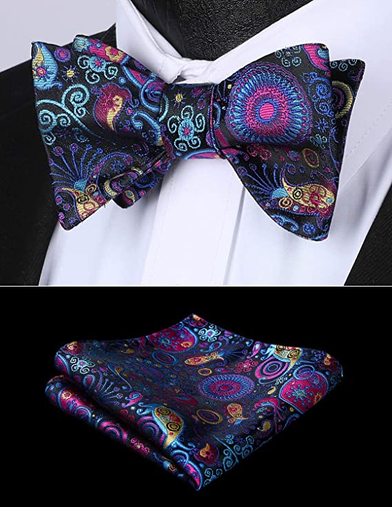 Navy Blue and Pink Floral Bowtie Set-HDNX45