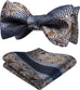 New Brown and Blue Paisley Stripe Bow Tie Set-HDNX61