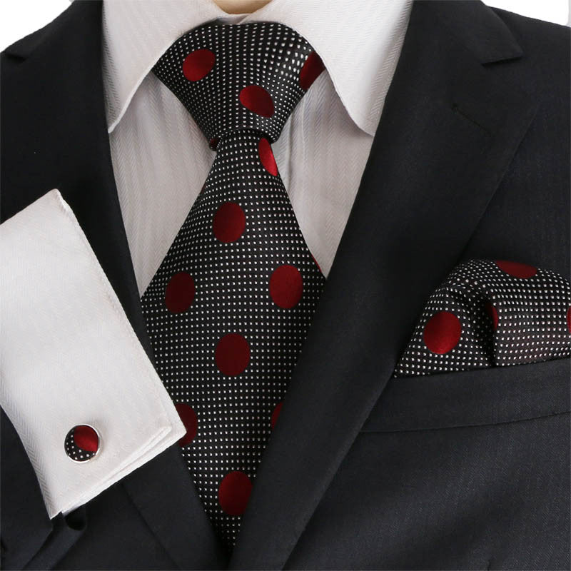 Black and Burgundy Necktie Set JPM18E18 - Toramon Necktie Company
