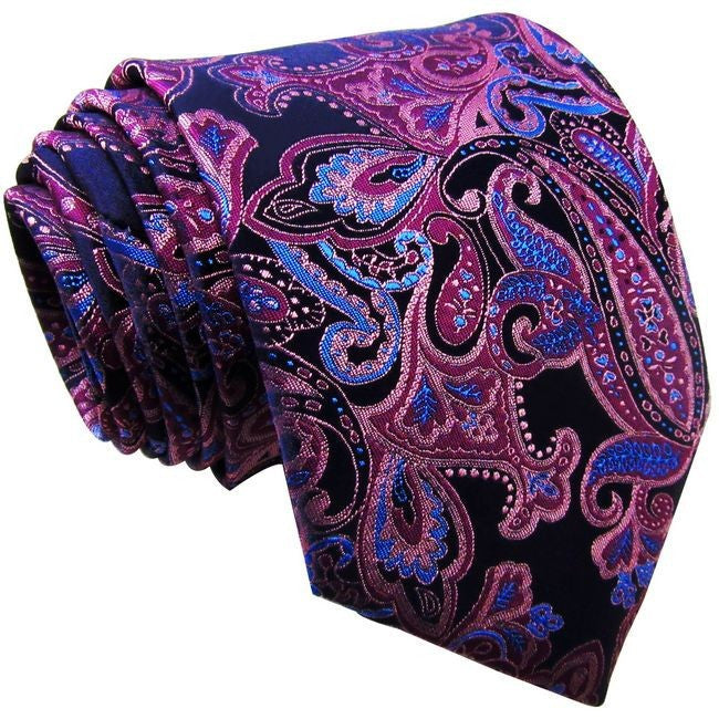 Blue Pink Paisley Silk Necktie Set JXPQ15 | Toramon Necktie Company ...