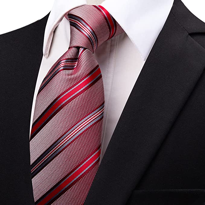 Red Silk Striped Necktie-JYT22