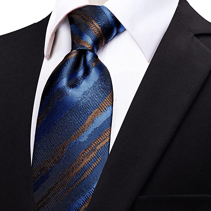 Blue and Brown Silk Necktie-JYT26