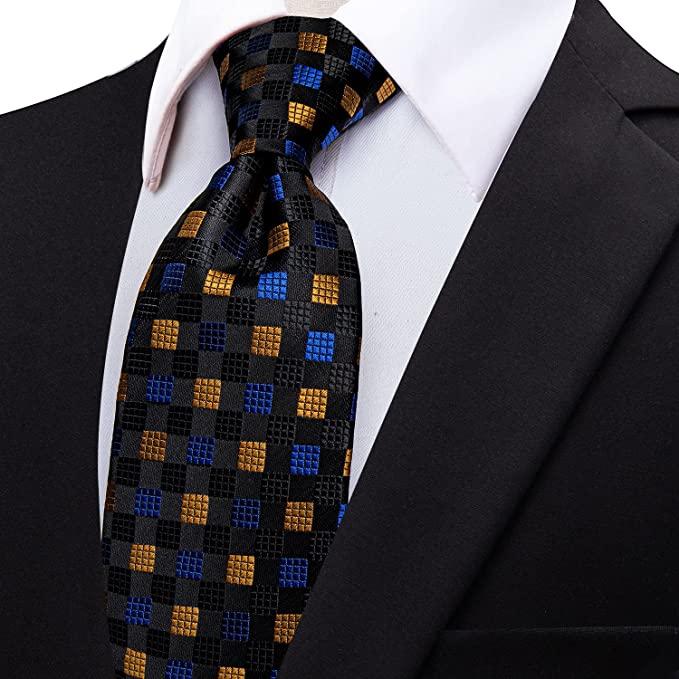 Black Gold Blue Necktie-JYT30