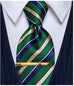 Green Blue Tan Stripe Necktie-JYT35