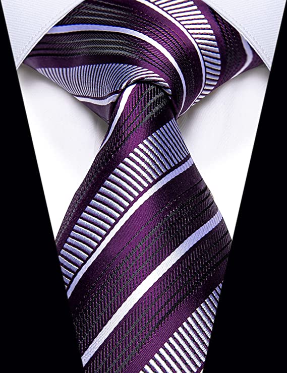 Plum Purple and White Stripe Necktie-JYT38