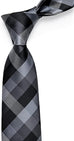 Grey and Black Plaid Silk Necktie-JYT40