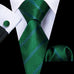Green Stripe Silk Necktie Set-LBW1022