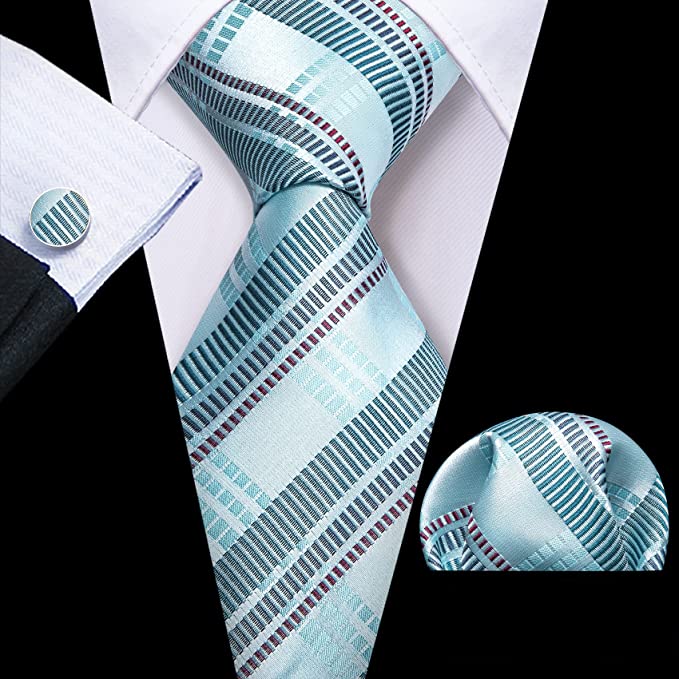 New Aqua Stripe Necktie Set-LBW1024