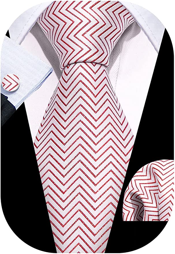 Burgundy Stripe Silk Necktie Set-LBW1026