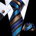 New Blue Black Brown Stripe Necktie Set-LBW1027