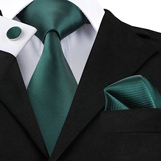 Solid Dark Green Wedding Necktie Set LBW102