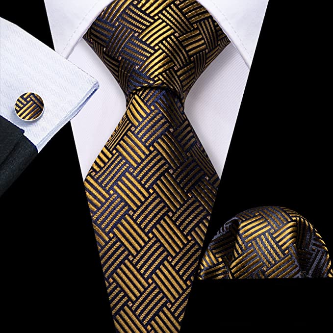 New Brown Yellow Necktie Set-LBW1046