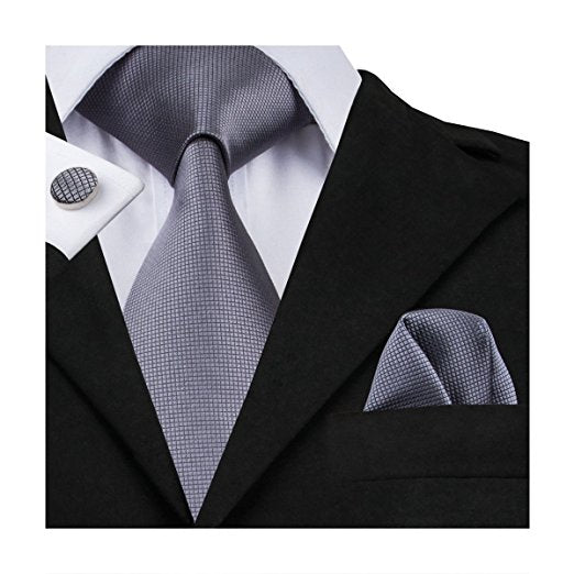 Solid Gray Wedding Necktie Set LBW104