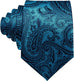 New Teal Blue Paisley Necktie Set-LBW1063