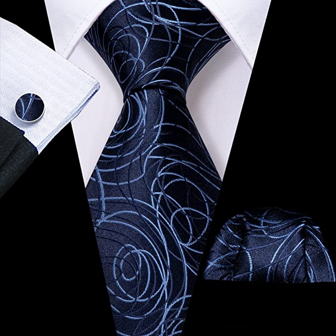 Blue Circle Stripe Necktie Set-LBW1069