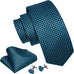 Blue and Teal Square Necktie Set-LBW1070