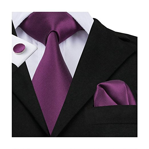 Solid Plum Wedding Necktie Set LBW109