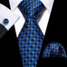 Blue and Black Check Necktie Set-LBW1105