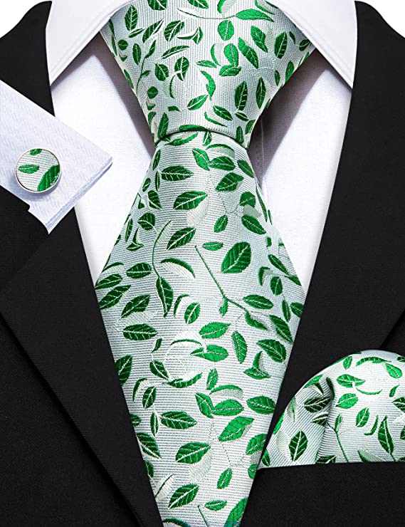 Mint and Green Floral Necktie Set-LBW1121