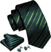 Green and Black Stripe Necktie Set-LBW1124