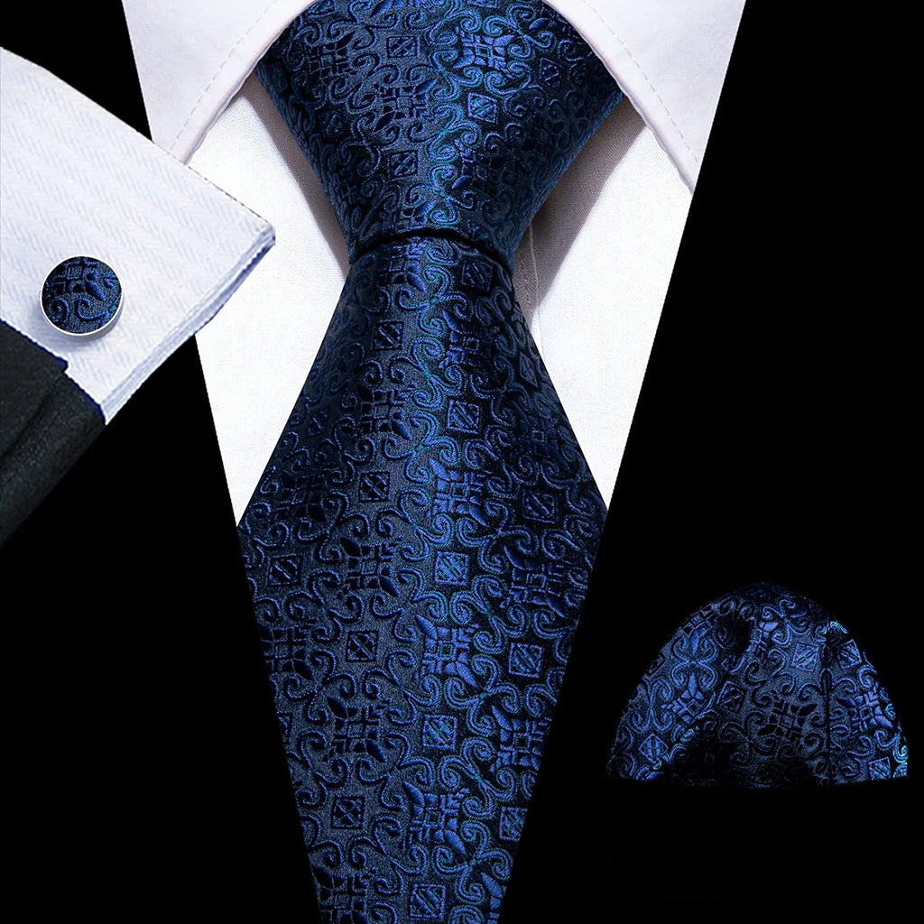 Navy Blue Wedding Necktie Set-LBW1128