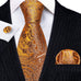 Orange Paisley Silk Necktie Set-LBW1134