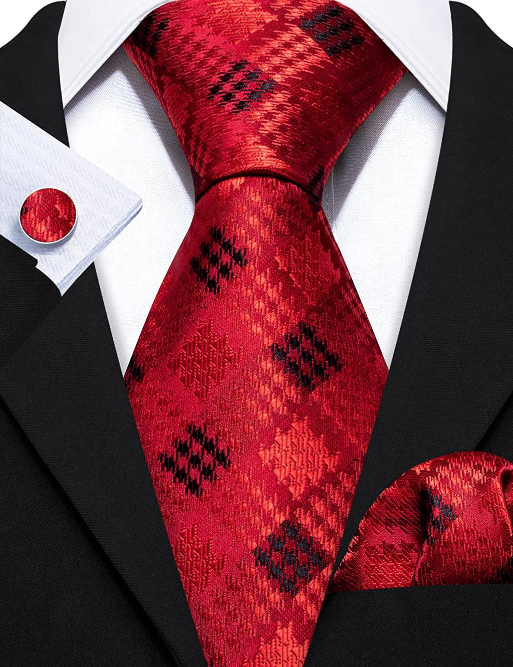 Red and Black Necktie Set-LBW1150