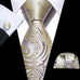 Yellow and Grey Silk Necktie Set-LBW1167