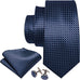 New Navy Blue Plaid Silk Necktie Set-LBW1182