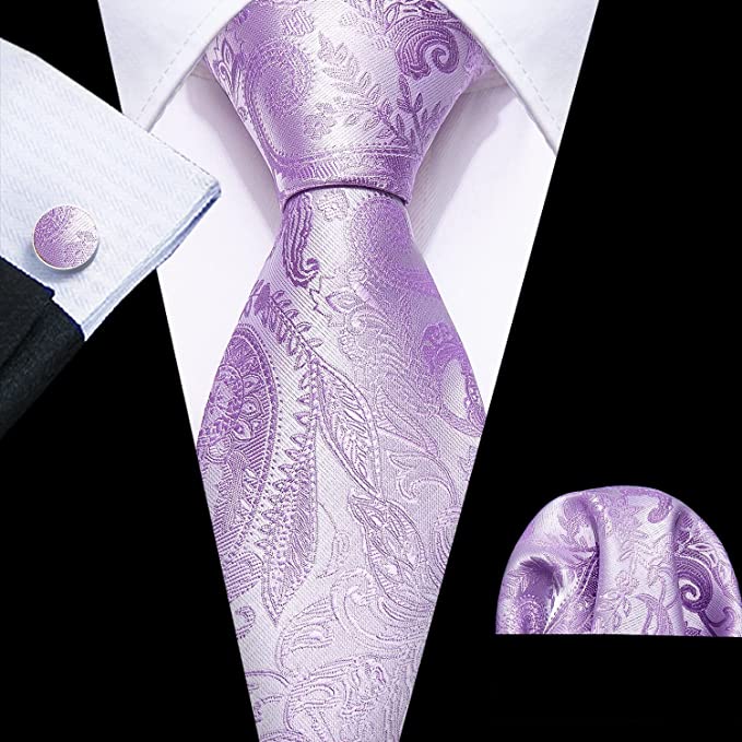 Lilac Paisley Wedding Necktie Set-LBW1184
