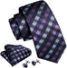 Deep Purple and Grey Plaid Necktie Set-LBW1241