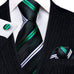 Emerald Green Black White Striped Necktie Set-LBW1246
