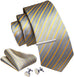 Yellow and Grey Silk Necktie Set-LBW1251
