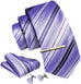 Light Purple Grey White Striped Necktie Set-LBW1254